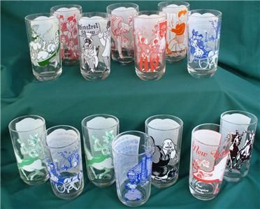 14 BLACK AMERICANA JELLY JAR GLASS SET MUSIC LOT NR  