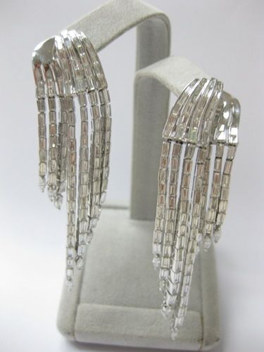 ESTATE BAGUETTE APPROX. 11.50 CARAT DIAMOND 18K WHITE GOLD CHANDELIER 