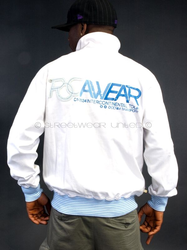 ROCAWEAR TRANSPORT FULL ZIP TRACK JACKET S M L WHT  