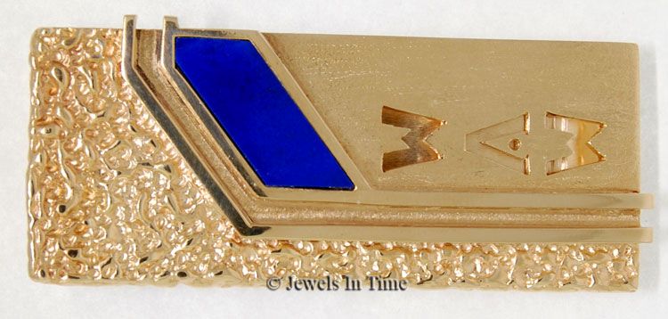 Mens 14k Yellow Gold & Lapis Money Clip  