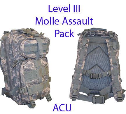 Level III LV3 Small Molle Assault Pack Backpack Bag ACU  