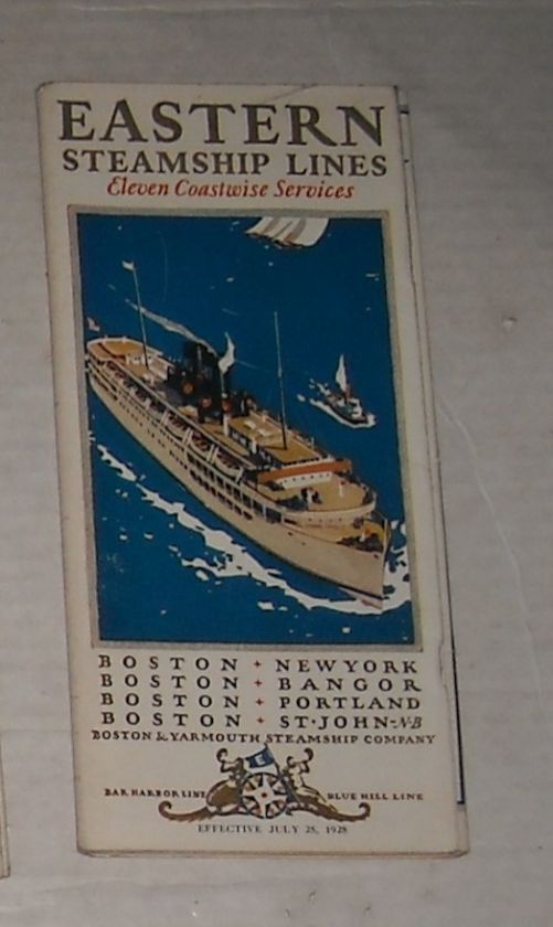 ANTIQUE July 25, 1928 EASTERN STEAMSHIP LINES CRUISE SCHEDULE TRAVEL 