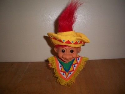 RUSS TROLL, MEXICAN, COLORFUL SOMBRERO, PONCHO, COLLECTIBLE, TROLL 