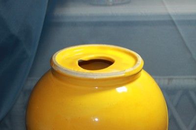 Vintage McCoy Pottery Smiley Face Yellow Still Coin Piggy Bank with 