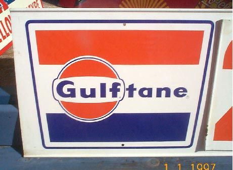   Gulftane Gulf Price Sign Oil Gasoline Pump Gas service station  