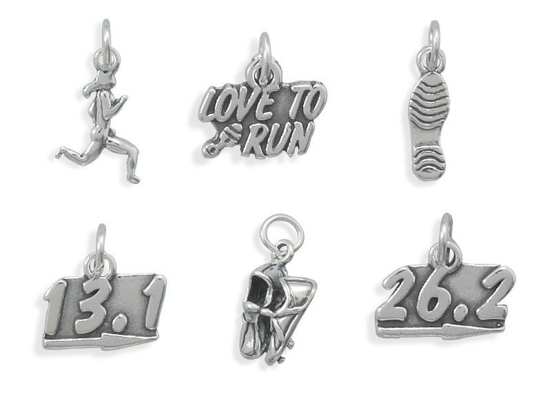 Sterling Silver Runners Track Marathon Sports Charms  