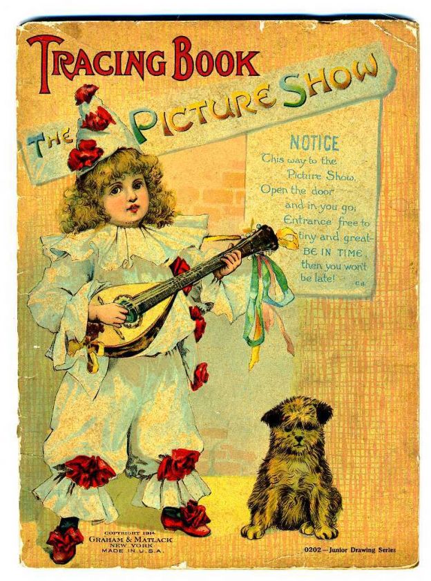 Antique 1914 PICTURE SHOW TRACING BOOK Graham & Matlock Junior Drawing 