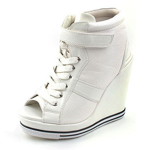 Runway New Patent Sneakers Peep Toe Wedge Sandal Shoes  