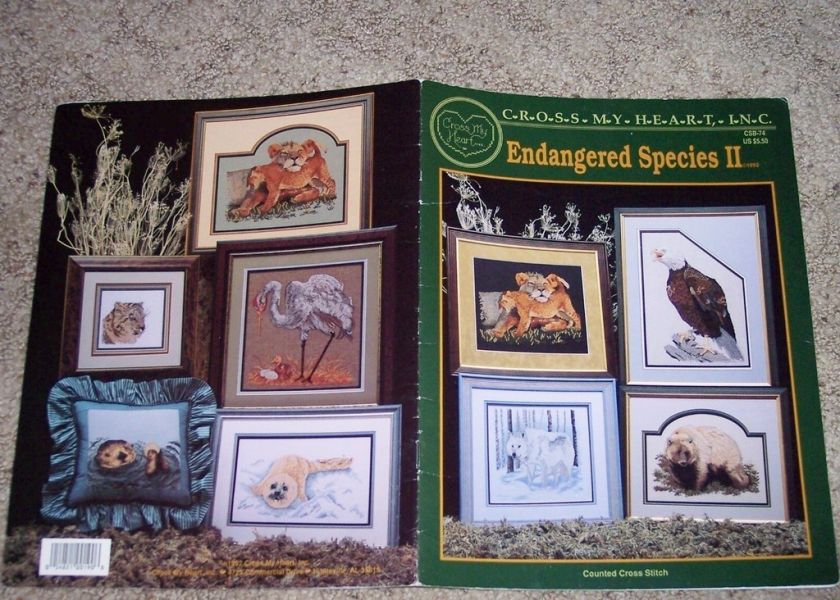   SPECIES cross stitch pattern eagle lion bear wolf tiger otter seal