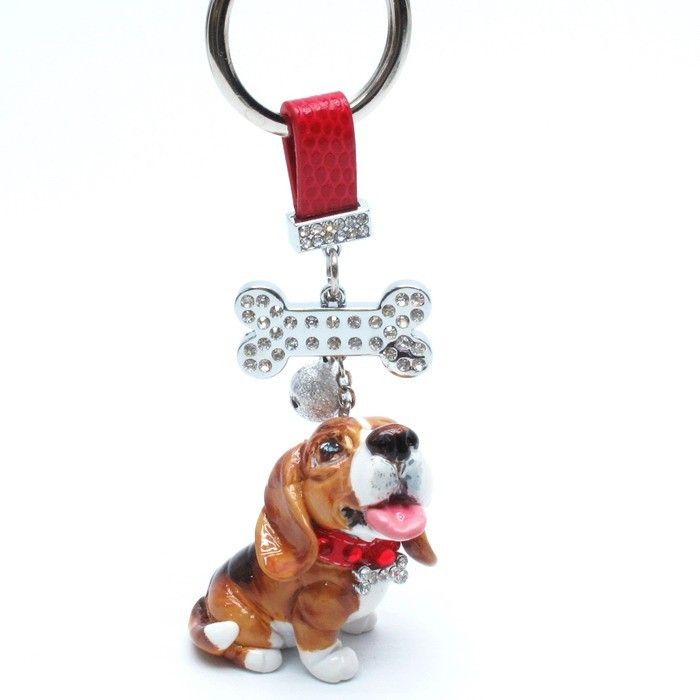 HANDMADE BEAGLE PAINTS SCULPTS DOG PURSE CHARM KEYCHAIN  