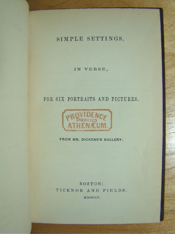 1855.1st Ed.Elisha Bartlett Simple Settings Verse Portraits Charles 