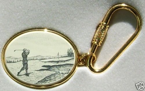 Key Ring Barlow Scrimshaw Golf Golfing Golfer T off  