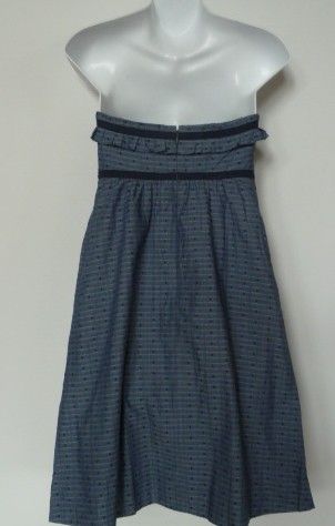 CREW BLUE PROVENCE DOBBY STRAPLESS DRESS NEW 8 $88  