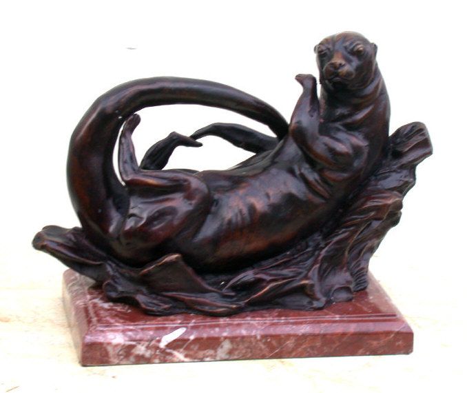 Cast Bronze Otter Statue  