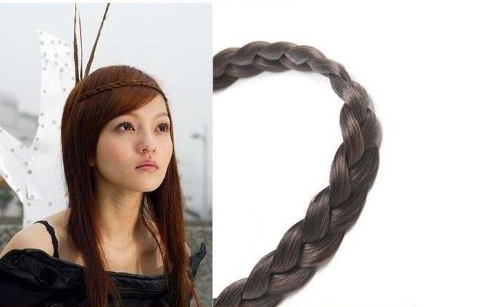 Korean Made Elastic Braids Wig Hair Head Band Black/Brown  
