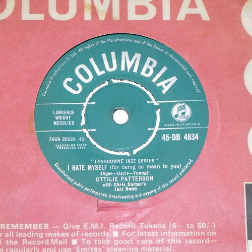 OTTILIE PATTERSON   I HATE MYSELF   ORIGINAL 1962 7 VINYL SINGLE   VG 