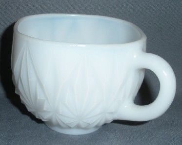 10 MILK GLASS PUNCH CUPS ANCHOR HOCKING VINTAGE SQUARE  