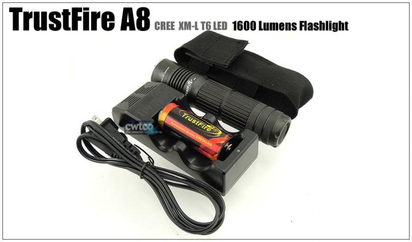TrusTfire A8 26650 1600Lm CREE XM L XML T6 LED Flashlight Torch 