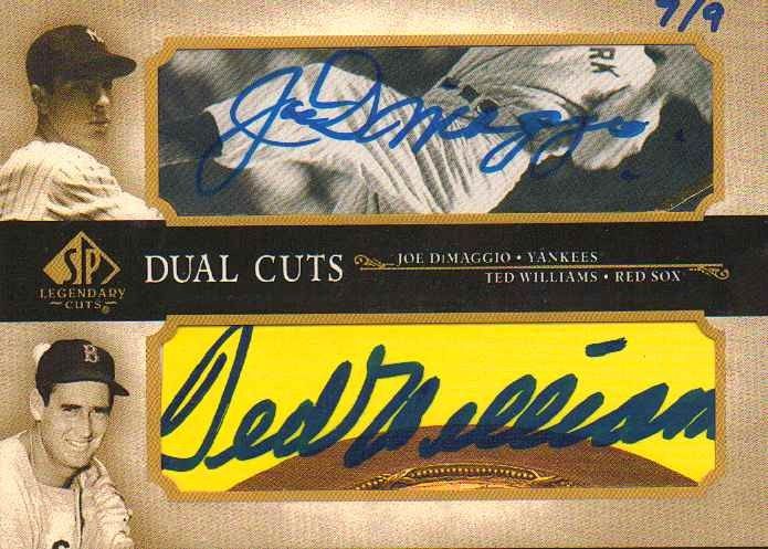 2005 SP Legendart Cuts Joe DiMaggio & Ted Williams CUT AUTOGRAPH 