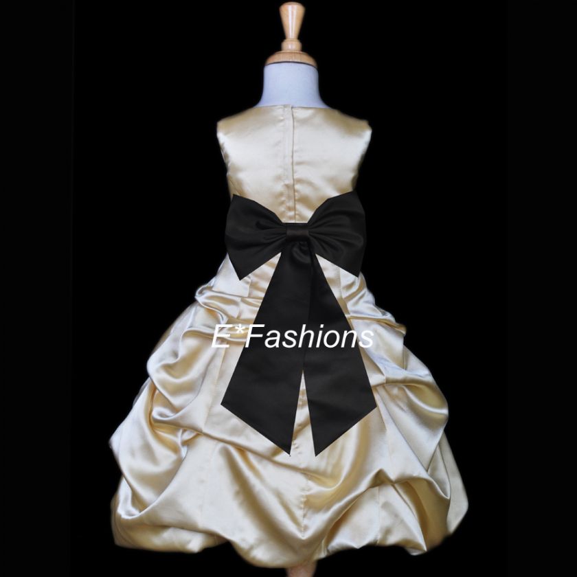 GOLD BLACK WEDDING FLOWER GIRL DRESS 4 6 6X 7 8 9 10 12  