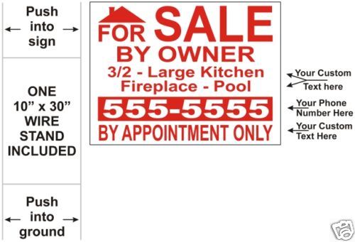 FOR SALE BY OWNER   YARD SIGN DOUBLE SIDED   24 X 18  