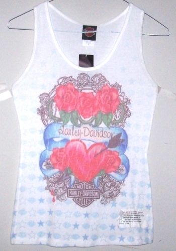 Womens Harley Davidson Small White Tank Top   LOVE ME  