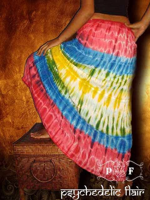 LONG TIE DYE SKIRT PEASANT BOHO HIPPIE CHIC GYPSY CASUAL BATIK PFS1407 