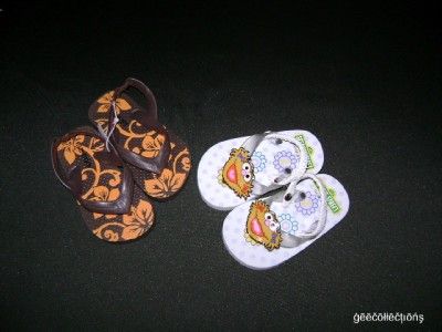 This STREET ZOE White Or OLD NAVY Orange Floral Baby Girl Flip Flop 