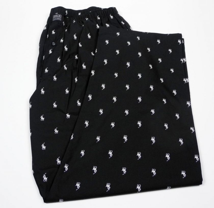   POLO All Over Pony PJ Bottoms Lounge Sleep Pants Black White Ponies