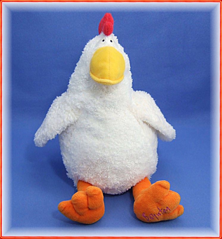  white plush chicken with felt eyes and velour beak and feet. Boynton 
