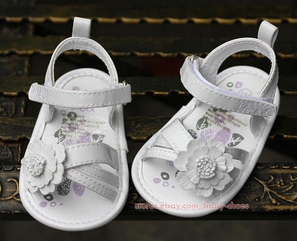 Baby Infant Girl White Floral Sandals Newborn Dress Crib Shoes US Size 