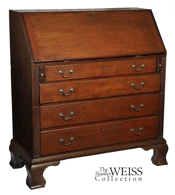 SWC Chippendale Cherry Slant lid Desk, CT, c.1780  