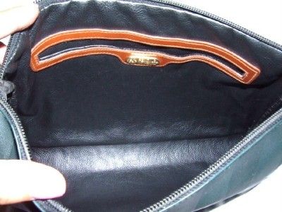 FENDI GREEN LOGO VYNIL BROWN LEATHER SHOULDER BAG  