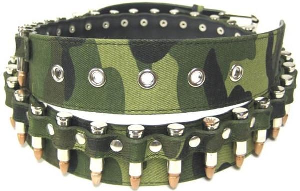 Green Camouflage Bullet Belt Punk Camo Biker Bullets Size L  