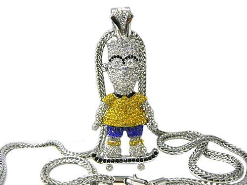 BURRRS BART SIMPSON PIECE PENDANT & 36 FRANCO CHAIN  