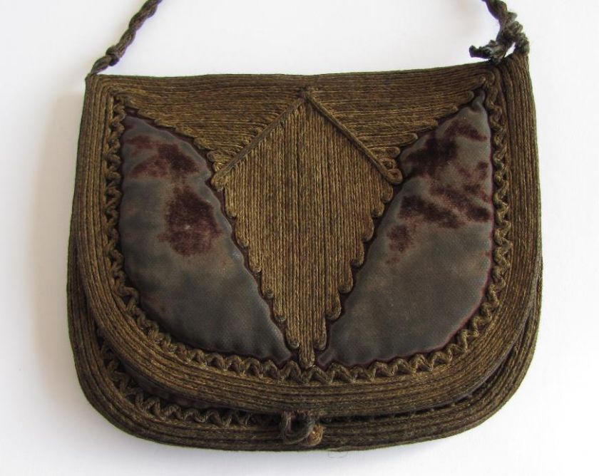 19C. 1850s ANTIQUE VELVET LADIES PURSE  