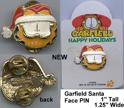 Garfield SANTA Face Pin NEW  