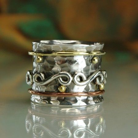 925 STERLING SILVER SPIN SPINNER RING   Sz 7 3/4, P   FABRIIKA 