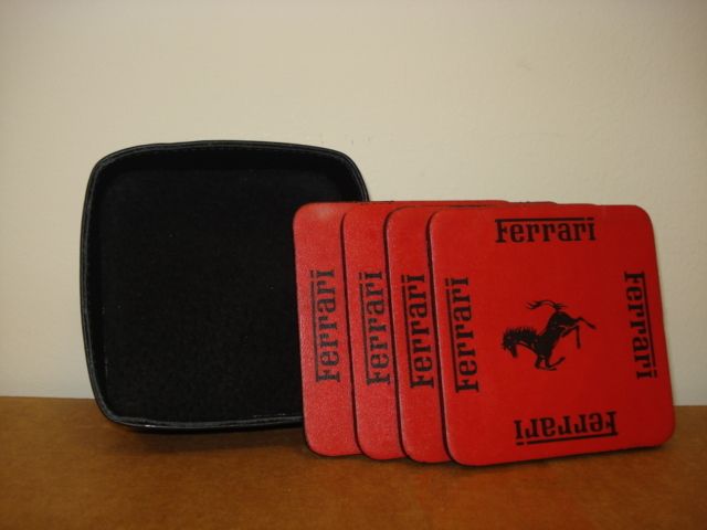 Ferrari Coaster Set  Red w/Black Cavallino  