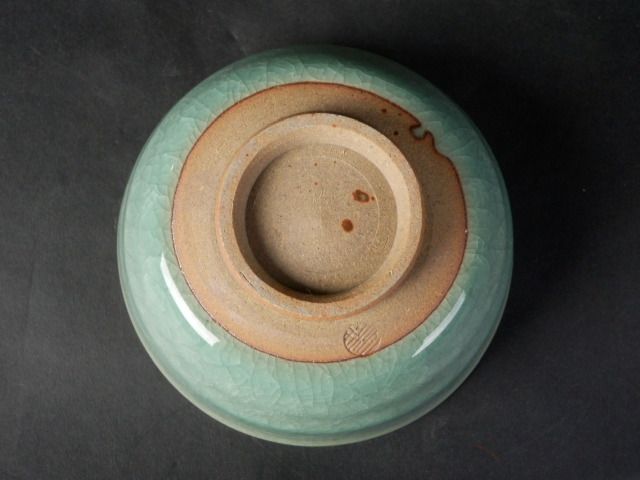 IB89 KOREAN VINTAGE SIGNED SHINAYAMA CELADON CERAMIC CHAWAN TEA BOWL 