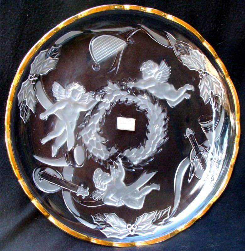 HEAVENLY ANGEL 15 1/4 PLATTER FROSTED DECOR GOLD RIM PARK AVENUE 