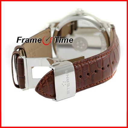 Eterna Soleure Silver Roman Automatic Brown Date Watch  