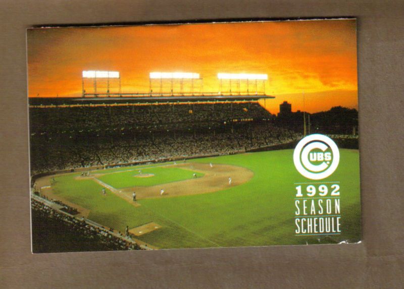 1992 CHICAGO CUBS POCKET SCHEDULE MALNATIS PIZZERIA  