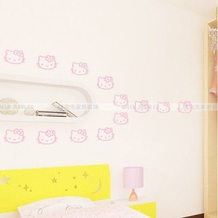 New HELLO KITTY head Wall Mural Stickers Decor Decals Childern wall 