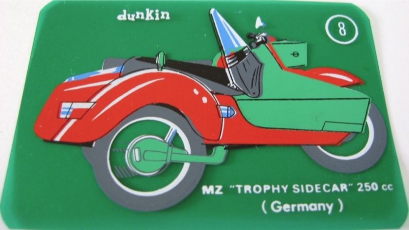 MZ Trophy Sidecar 250 Vintage Dunkin Motorcycle Card #8  