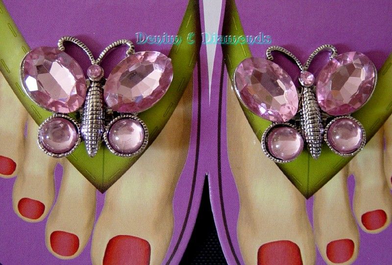 Rhinestone Butterfly Dress Shoe Sandal Flip Flop Clips  