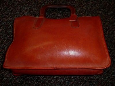 Vintage Original COACH Burnt Rust Orange Leather Satchel Bag Case Tote 