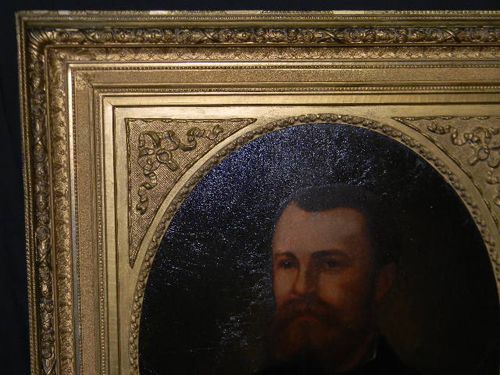 ANTIQUE 1880s OIL PORTRAIT PAINTING BUST GENTLEMAN W FRM  