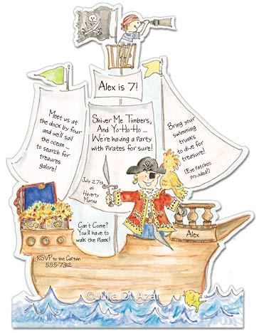 10 PC BLANK PIRATE PARTY INVITATIONS  