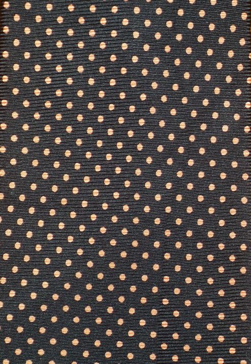 KITON ~ $235 ~ SILK DRESS SHIRT SUIT TIE ~ BLACK w/ PEACH POLKA DOT 